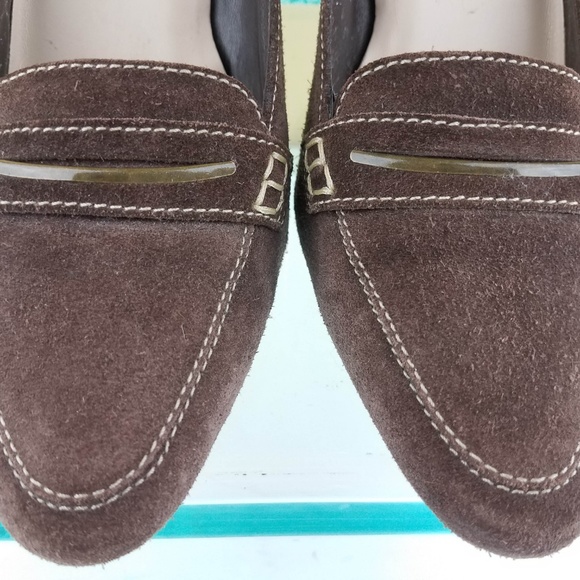 Cole Haan Brown Suede Leather Slip On Heels 5.5C - Picture 4 of 8